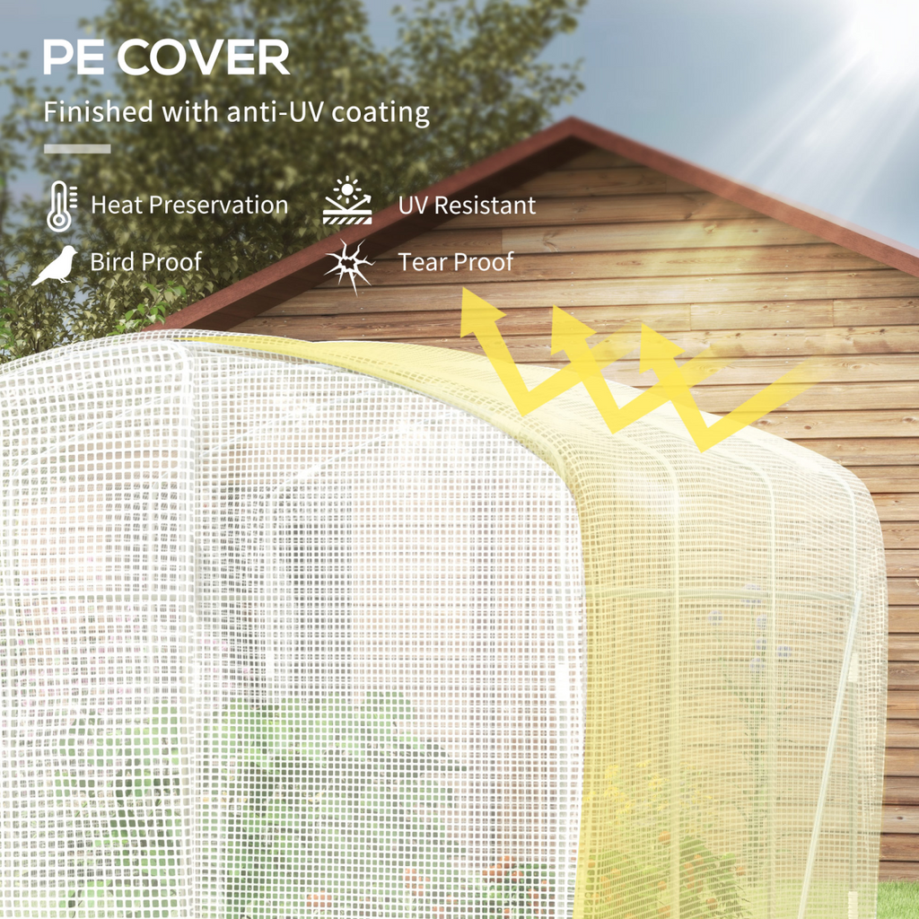 Outsunny 3 x 2 x 2m Polytunnel Greenhouse with Door, Galvanised Steel Frame