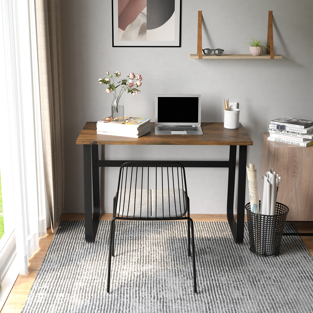 Industrial Chic Writing Desk: Sleek Workstation for Inspired Productivity