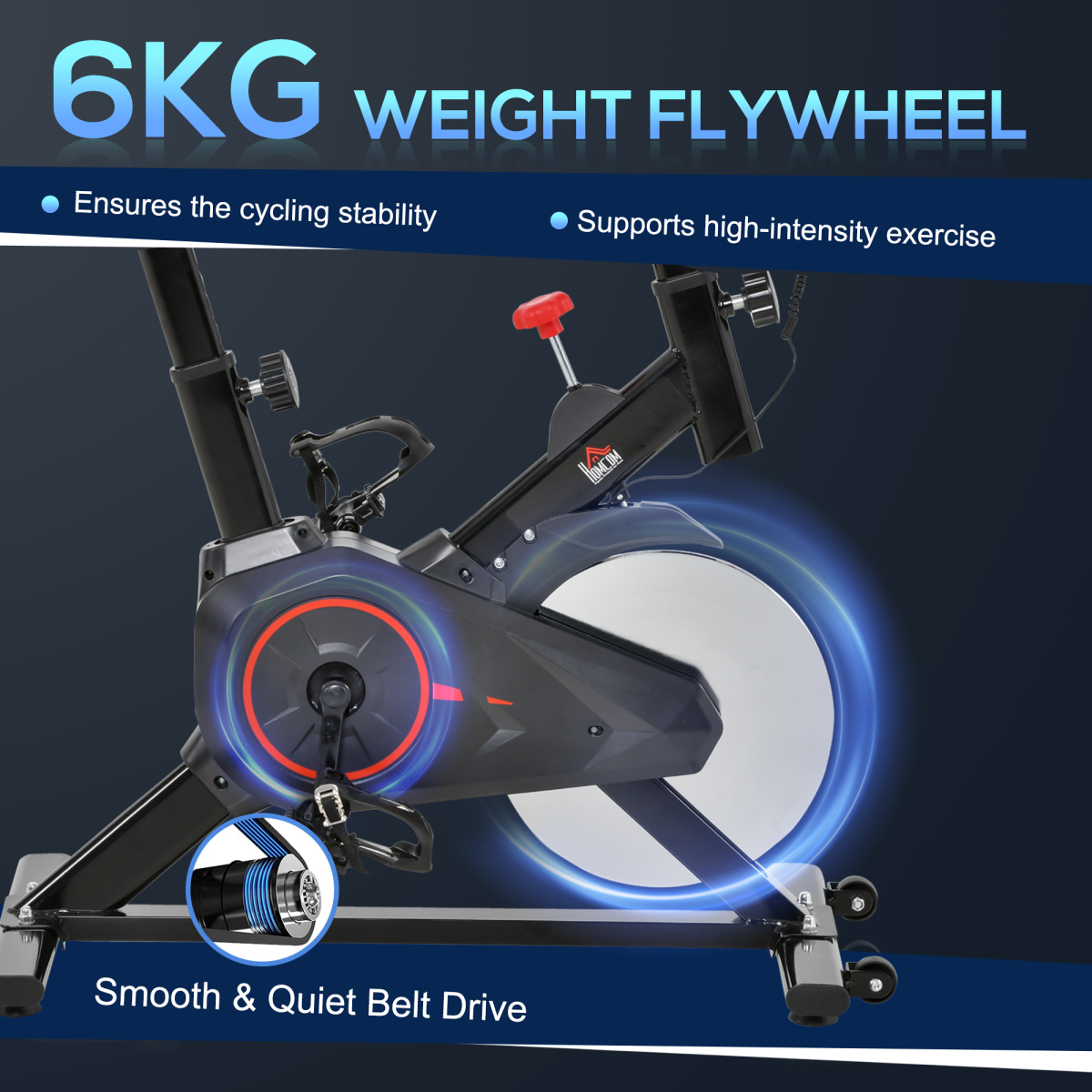 HOMCOM Indoor Exercise Bike with Adjustable Height, Resistance