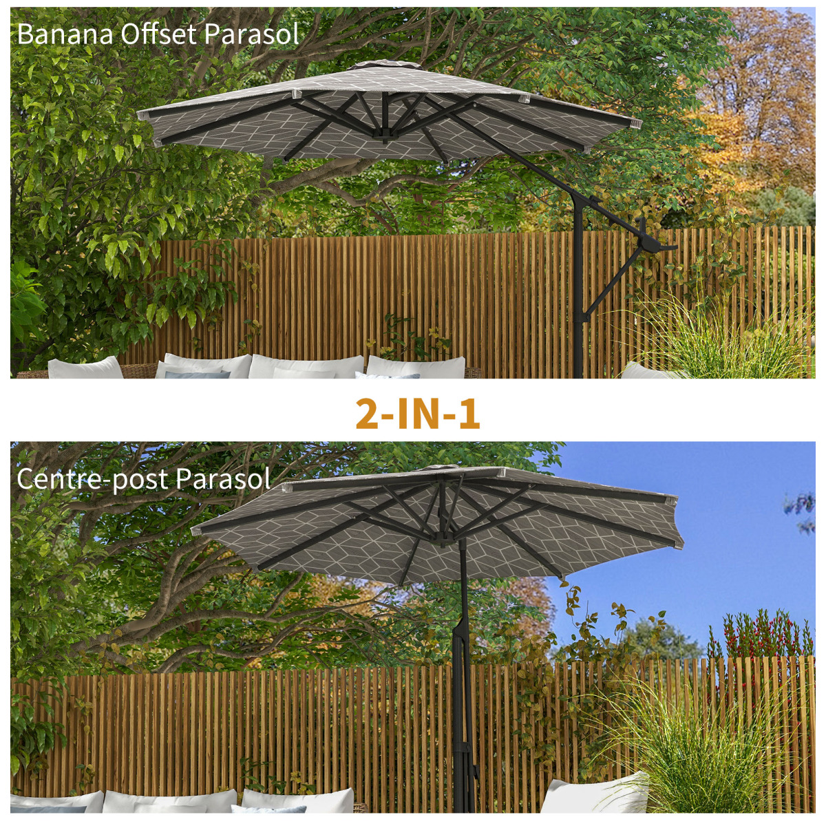 Outsunny 2-in-1 Cantilever Parasol and Market Parasol with 360� Rotation