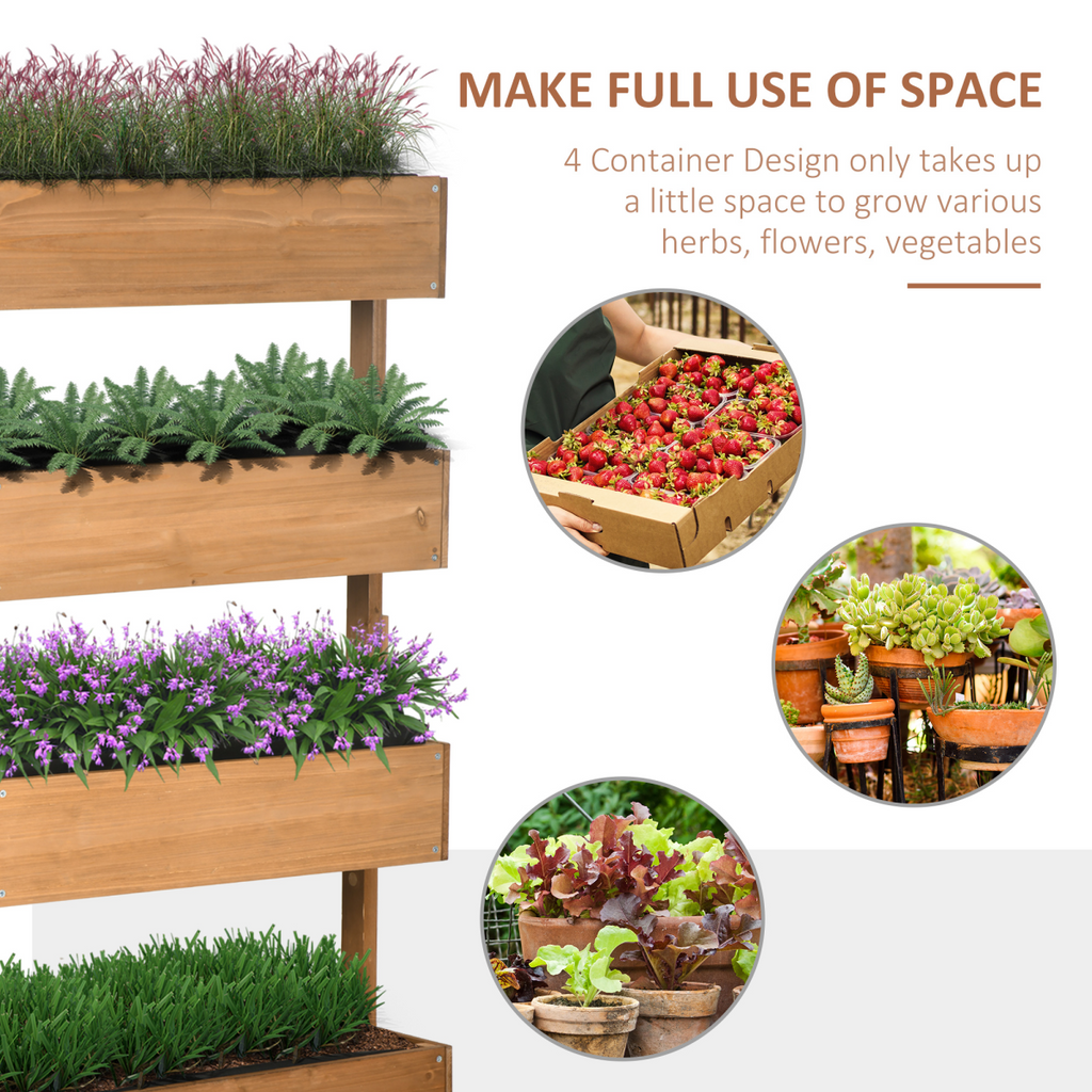 Outsunny Tiered Wooden Garden Bed - Vibrant 4-Box Plant Stand for Thriving Greens
