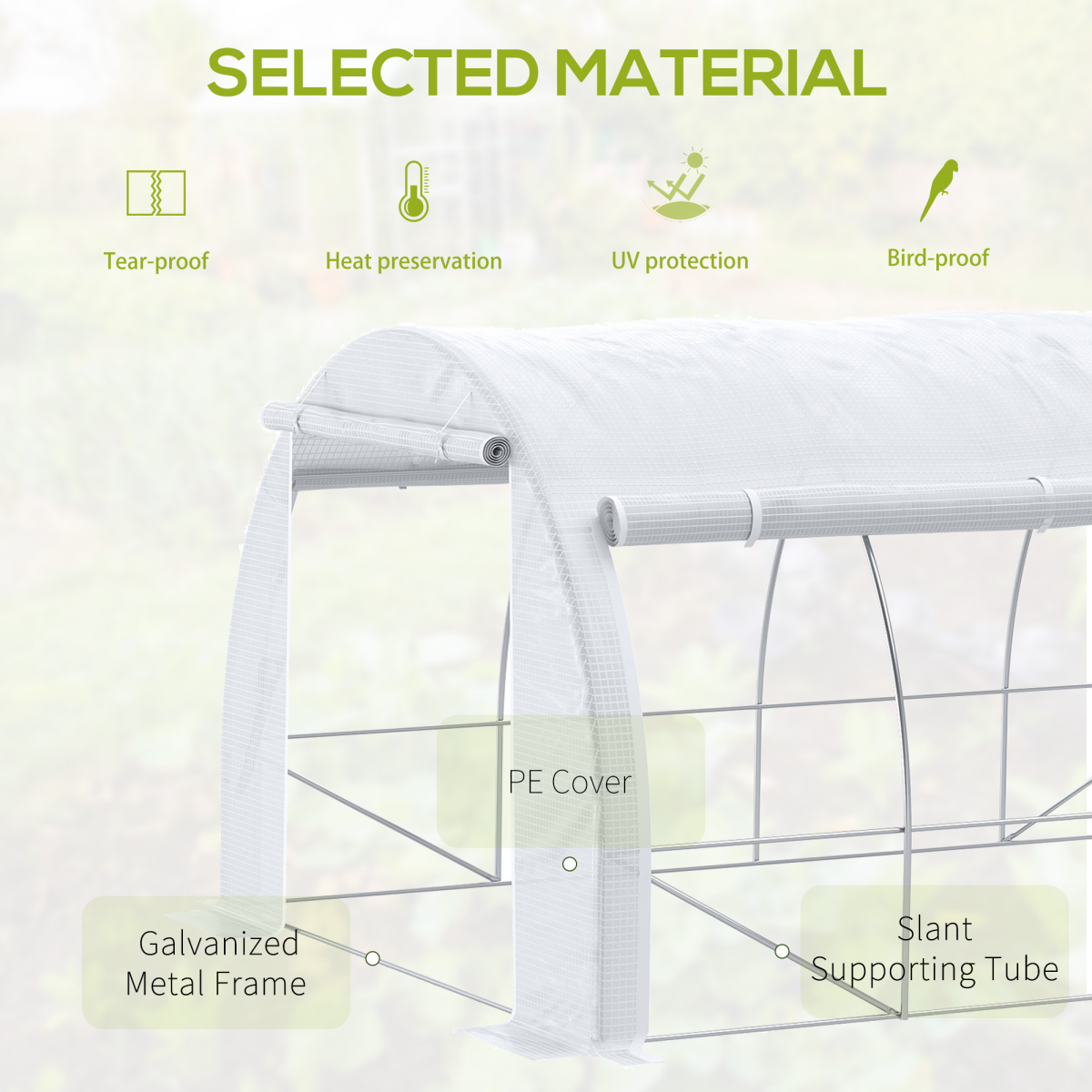 4 x 3 x 2 m Polytunnel Greenhouse Pollytunnel Tent w/ Steel Frame White