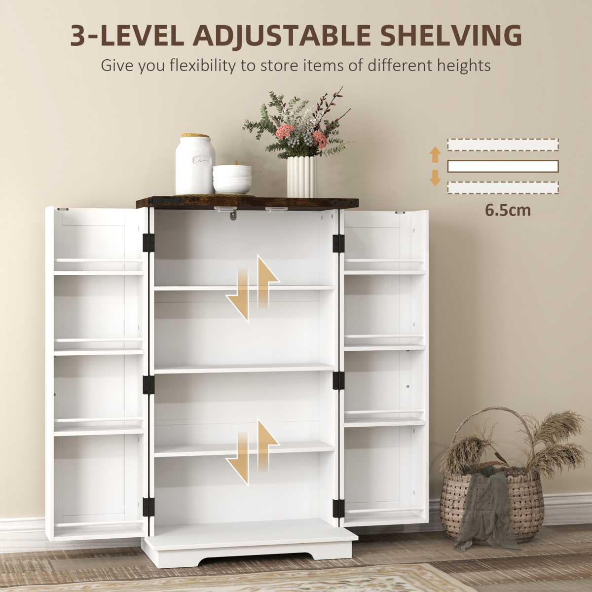 Stylish Farmhouse Cabinet with Adjustable Shelves - Sturdy Storage Solution