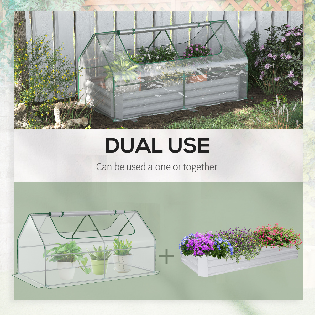 Versatile Steel Raised Garden Bed with Greenhouse Cover for Year-Round Growing