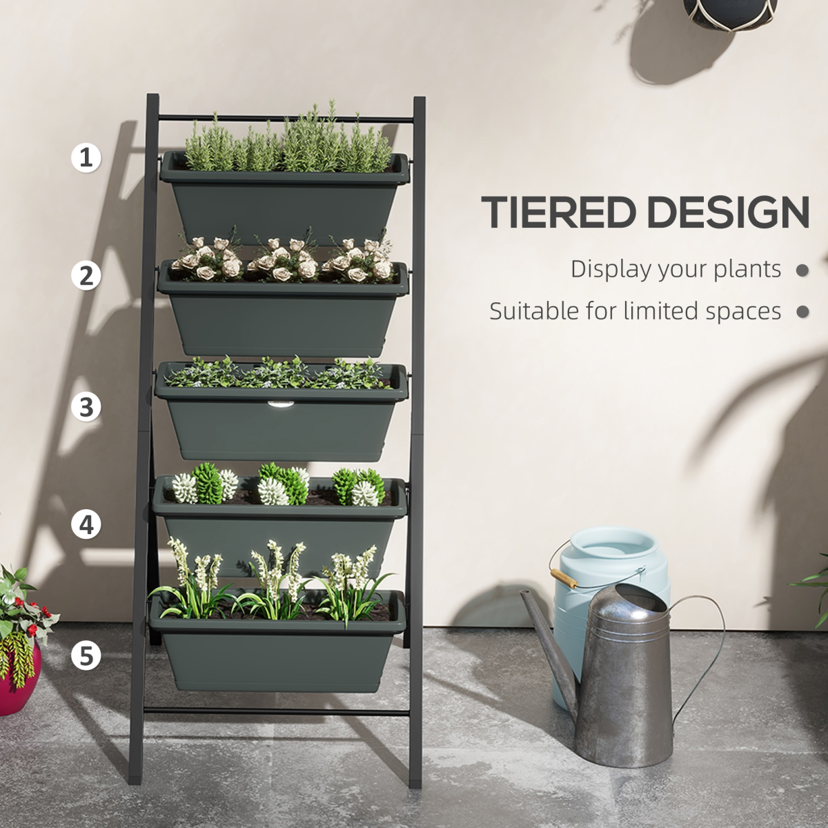 Outsunny Vertical Raised Garden Bed with 5 Removable Trays – Perfect for Small Spaces!