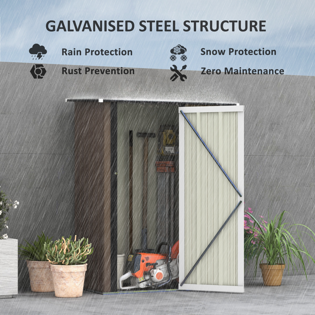 Outdoor Storage Shed Steel Garden Shed with Lockable Door Brown