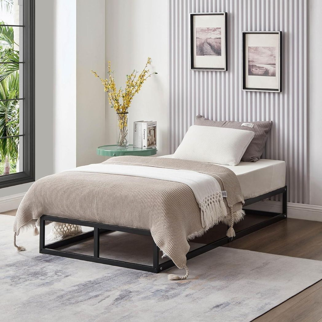 Single Metal Bed Frame Square Tube - Improved