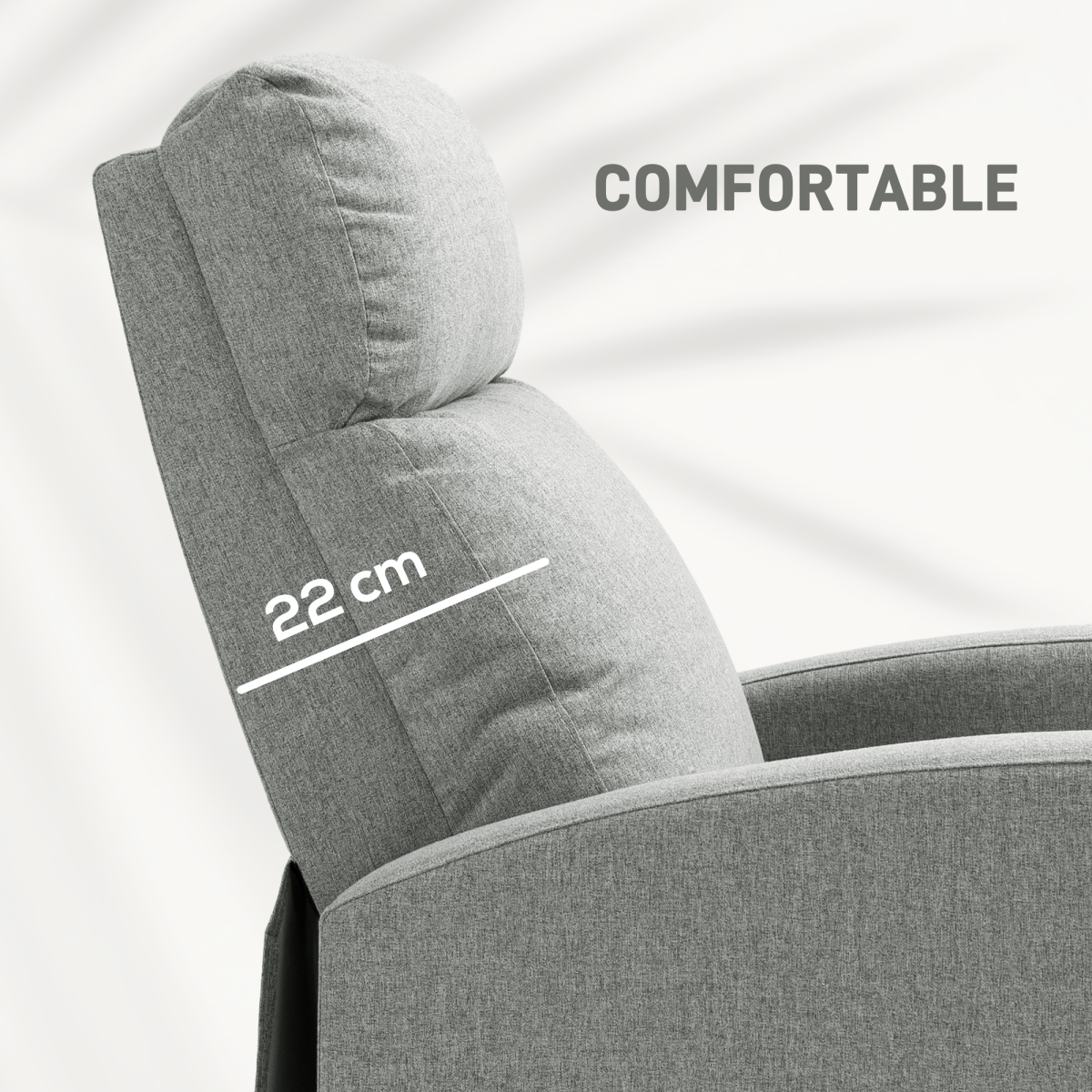 HOMCOM Linen Fabric Reclining Chair with Padded Seat, Light Grey