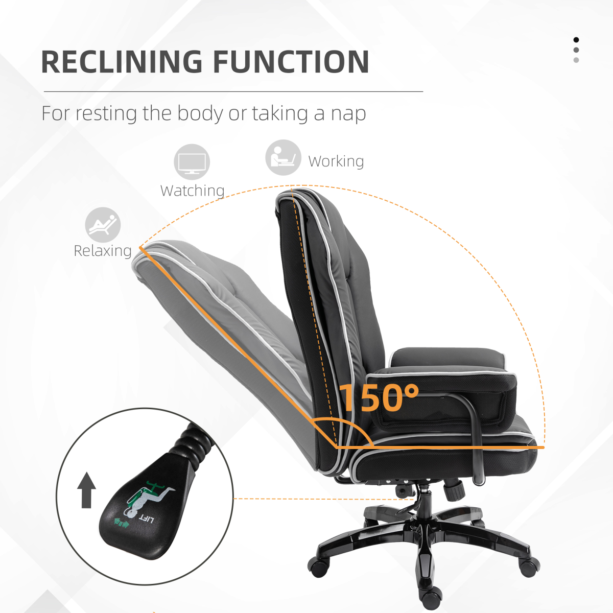 Piped PU Leather Padded High-Back Computer Office Gaming Chair Black Vinsetto