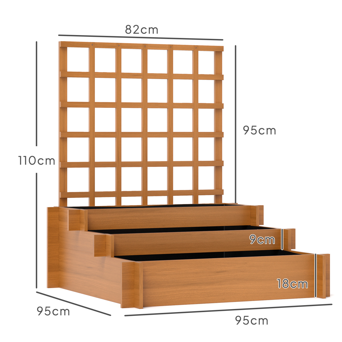 Climbing Plant Trellis with Planters - Durable Fir Wood Garden Feature