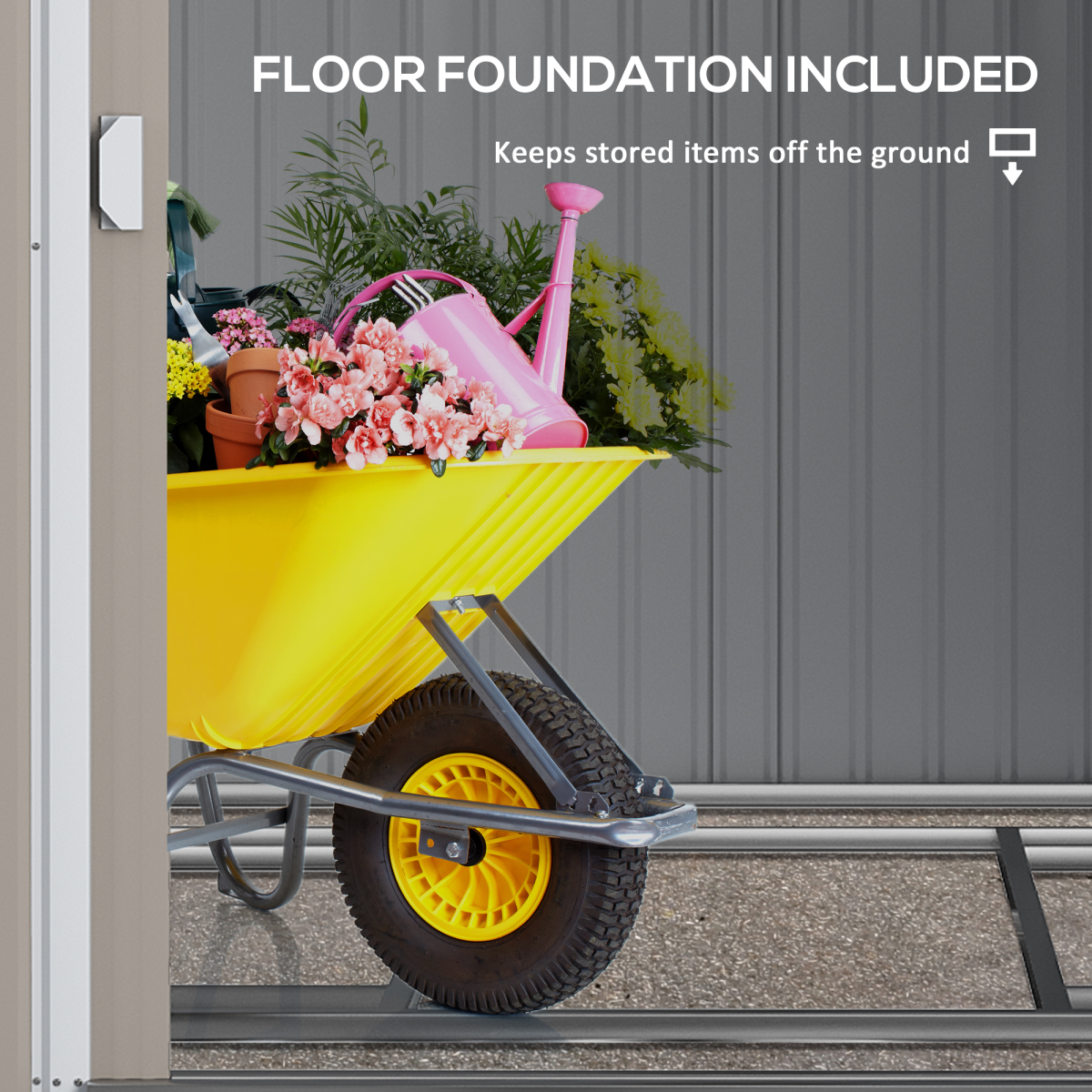 Outsunny 5 x 7FT Garden Shed with Foundation Lean to Metal Tool Shed White