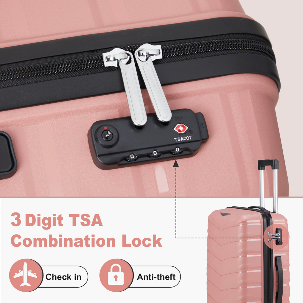 V-Stripe Elegant 3-in-1 Rose Gold PP Trolley Case - Travel in Style!
