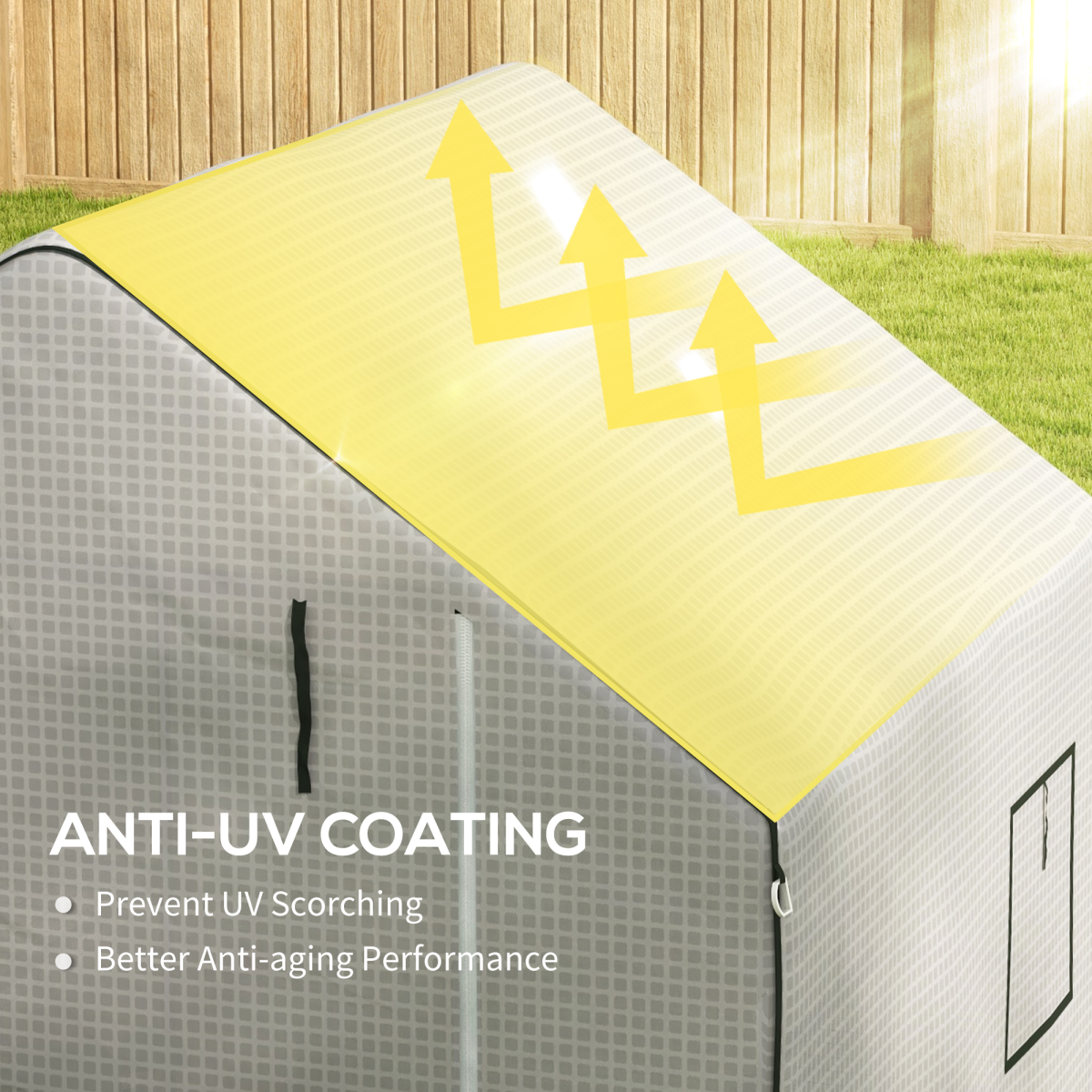 Outsunny Durable Walk-In Greenhouse Cover with Roll-Up Door & Ventilated Windows