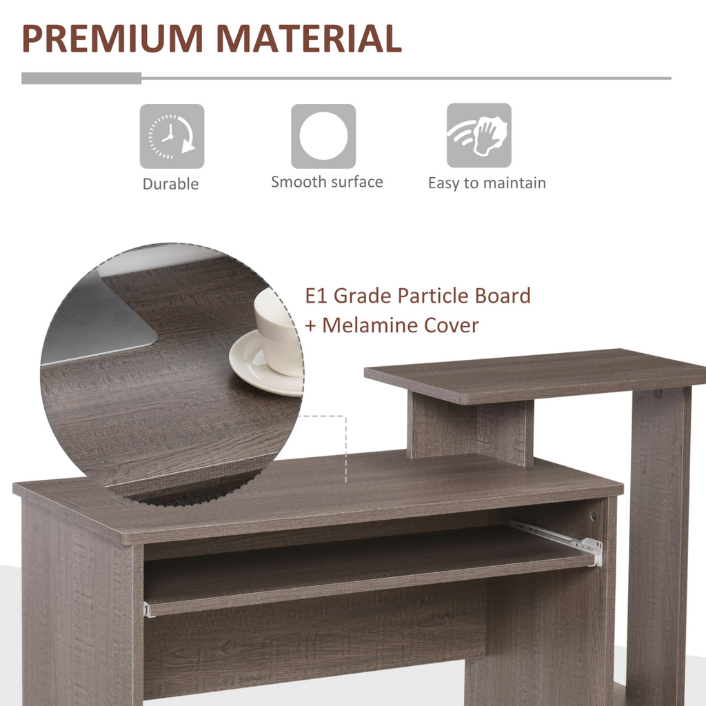 Unique Grey Computer Desk with Sliding Tray & Hidden Storage Solutions