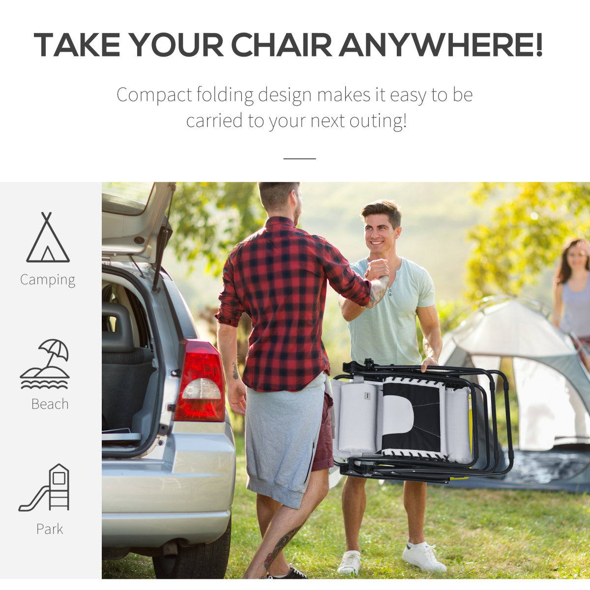 Zero Gravity Folding Recliner, Cup Holder, Adjustable Light Grey