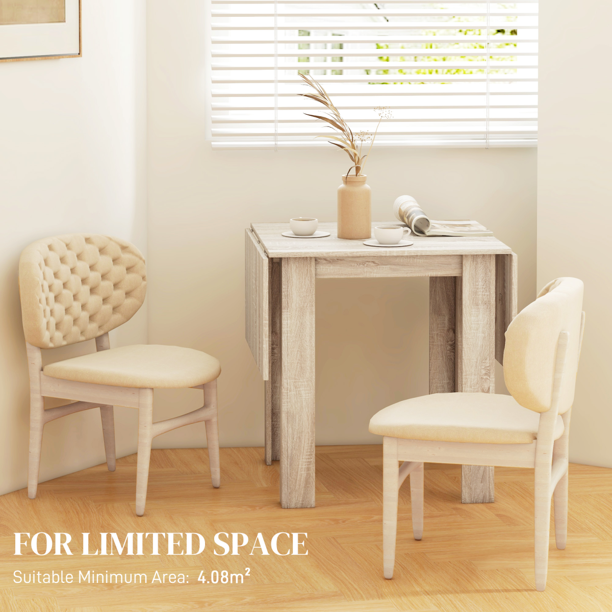 HOMCOM Folding Dining Table Extendable Kitchen Table Drop Leaf Table for 2-4
