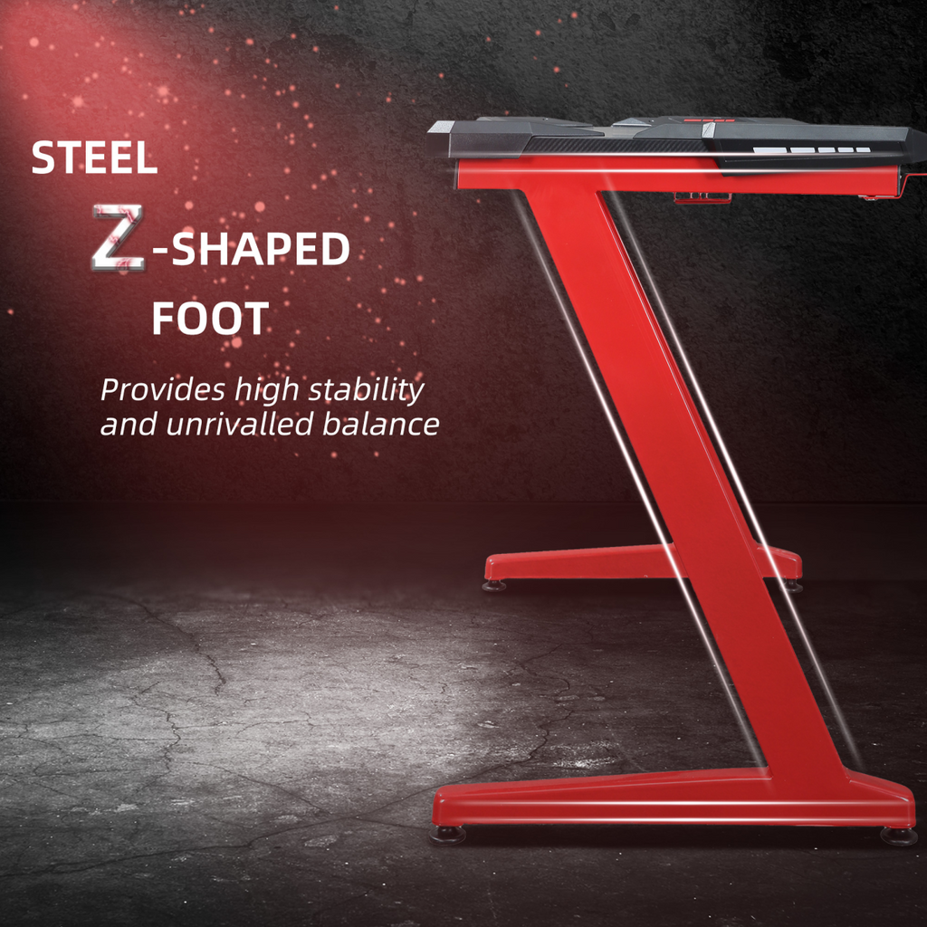 Ultimate Gaming Desk: Organized & Stylish with Cup Holder & Headphone Hook