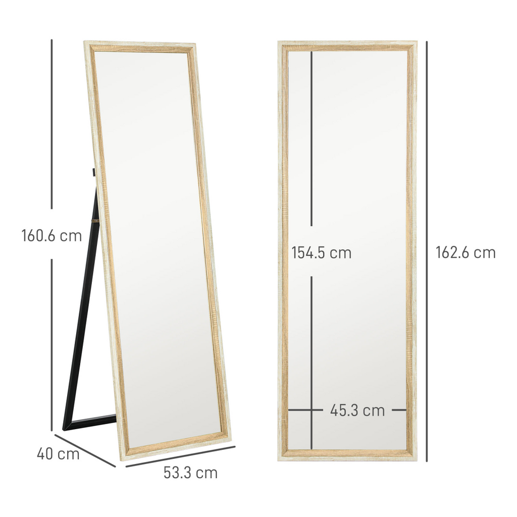 HOMCOM Full Length Mirror, Standing Leaning Wall, 163 x 53 cm, Oak