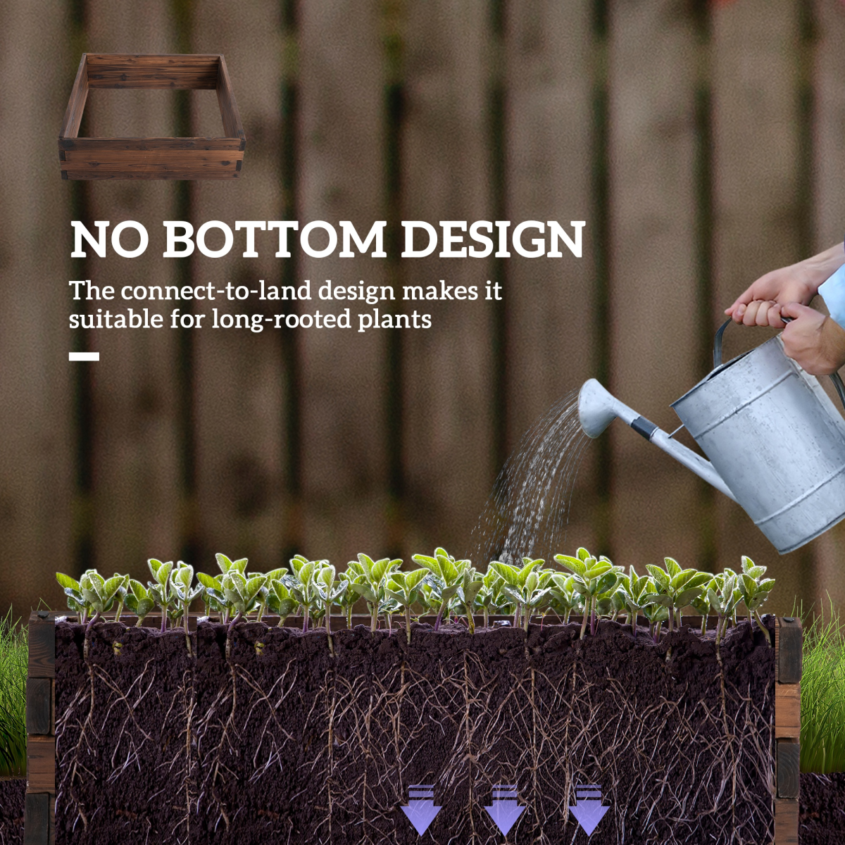 Stylish Wooden Raised Garden Bed Planter - 80x80x22.5cm for Home Gardening