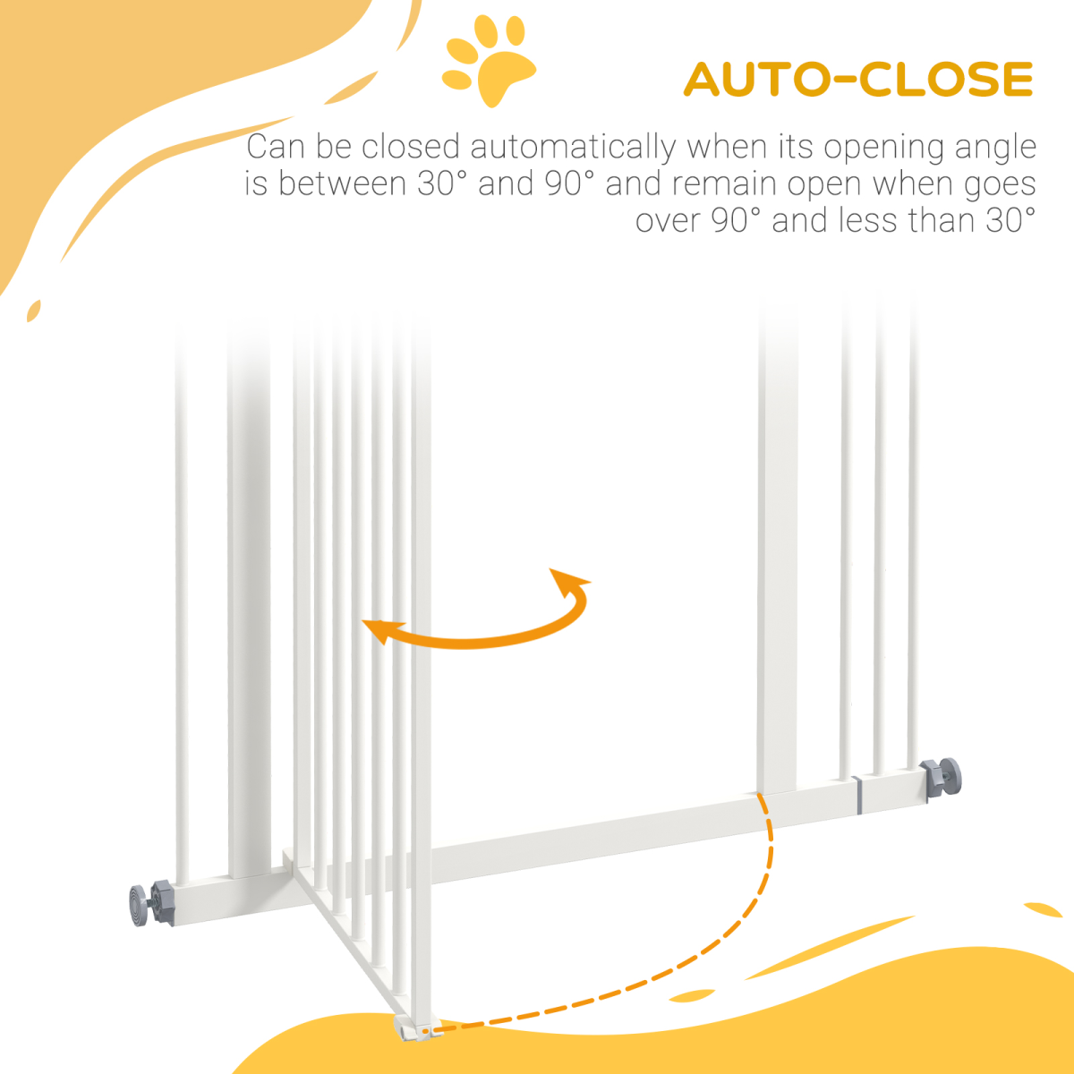 PawHut 74-87cm Adjustable Metal Pet Gate Safety Barrier w/ Auto-Close Door White
