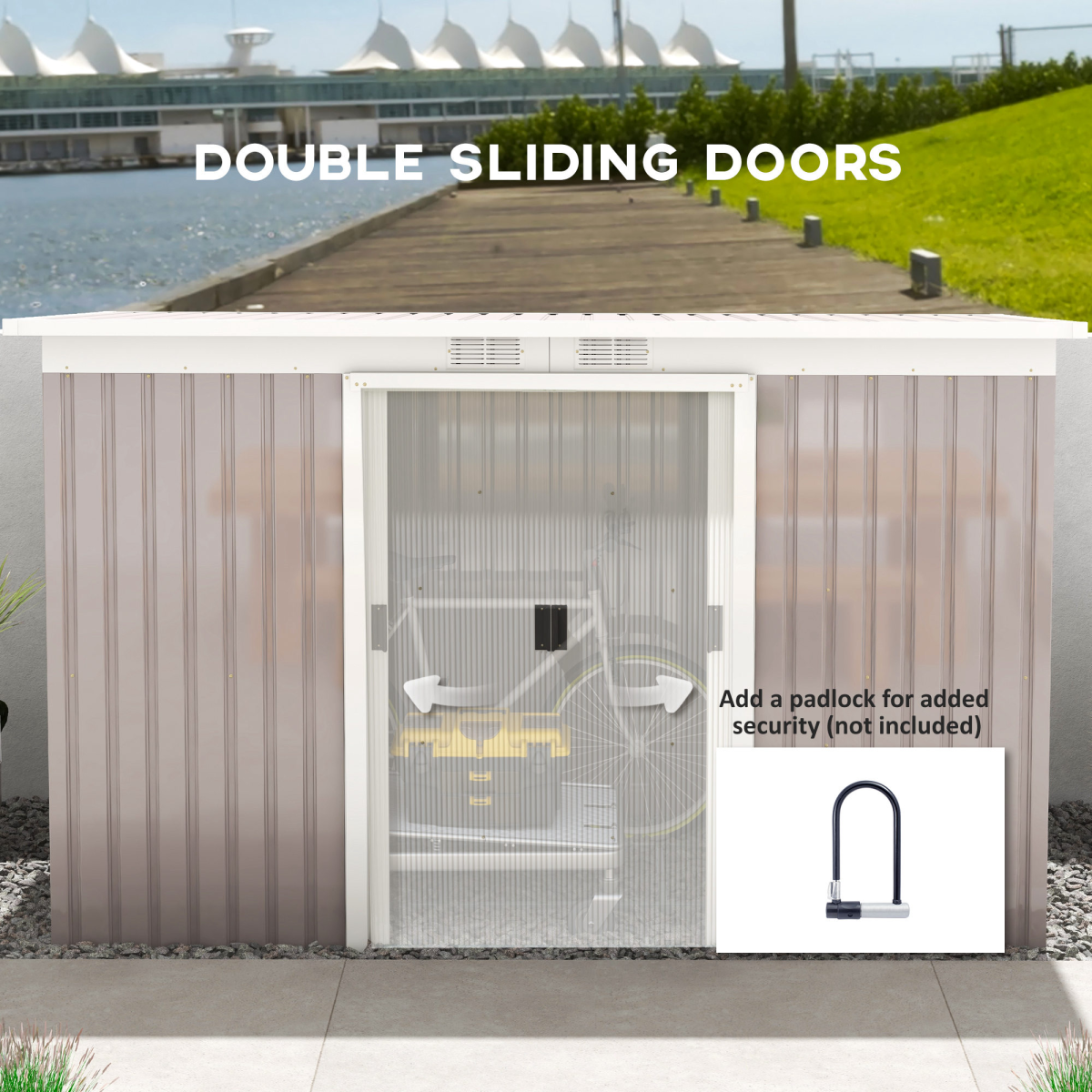 Garden Storage Shed Store Metal Roof Building Tool Box Container Light Grey