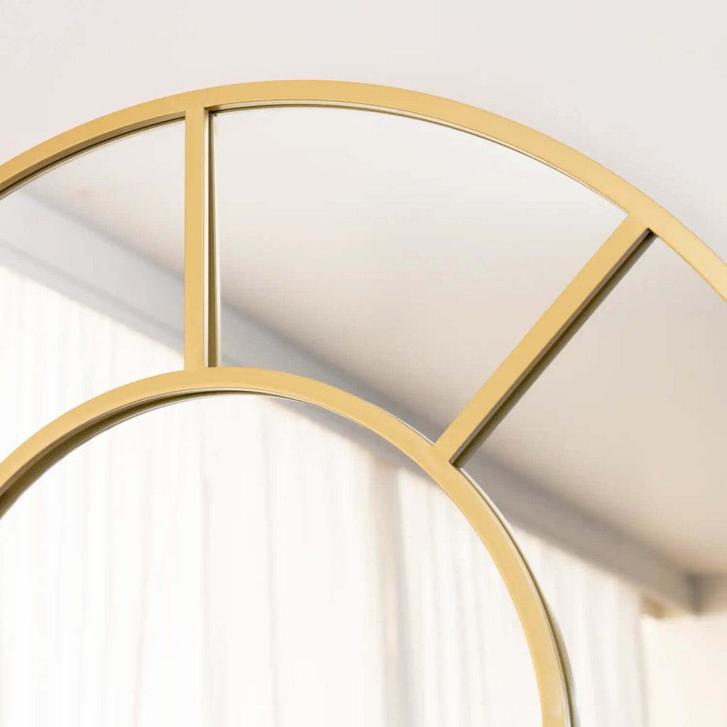 Mio Luxe Gold Metal Arched Window Mirror - 200cm x 120cm, Elegantly Crafted