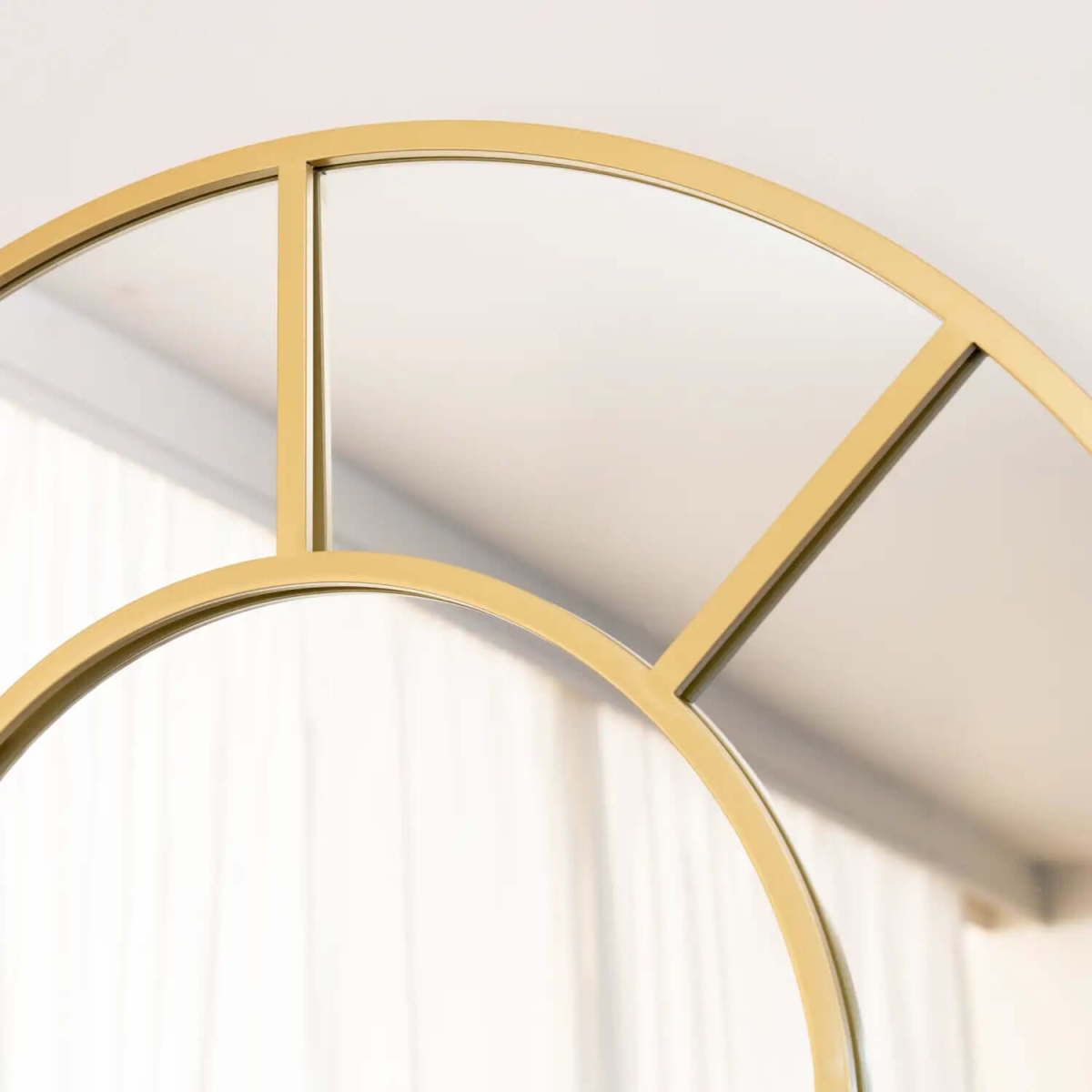 Mio Luxe Gold Metal Arched Window Mirror - 200cm x 120cm, Elegantly Crafted