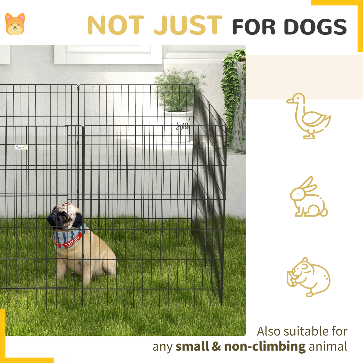 PawHut 8-Panel DIY Dog Pen with Door for Indoor/Outdoor Use, 91cm High