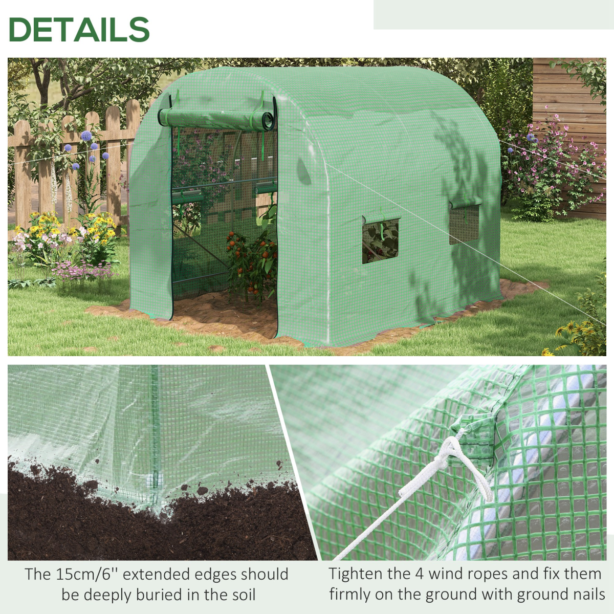 Ultimate 2.5x2m Walk-In Greenhouse: Steel Frame with Roll-Up Door & Ventilation