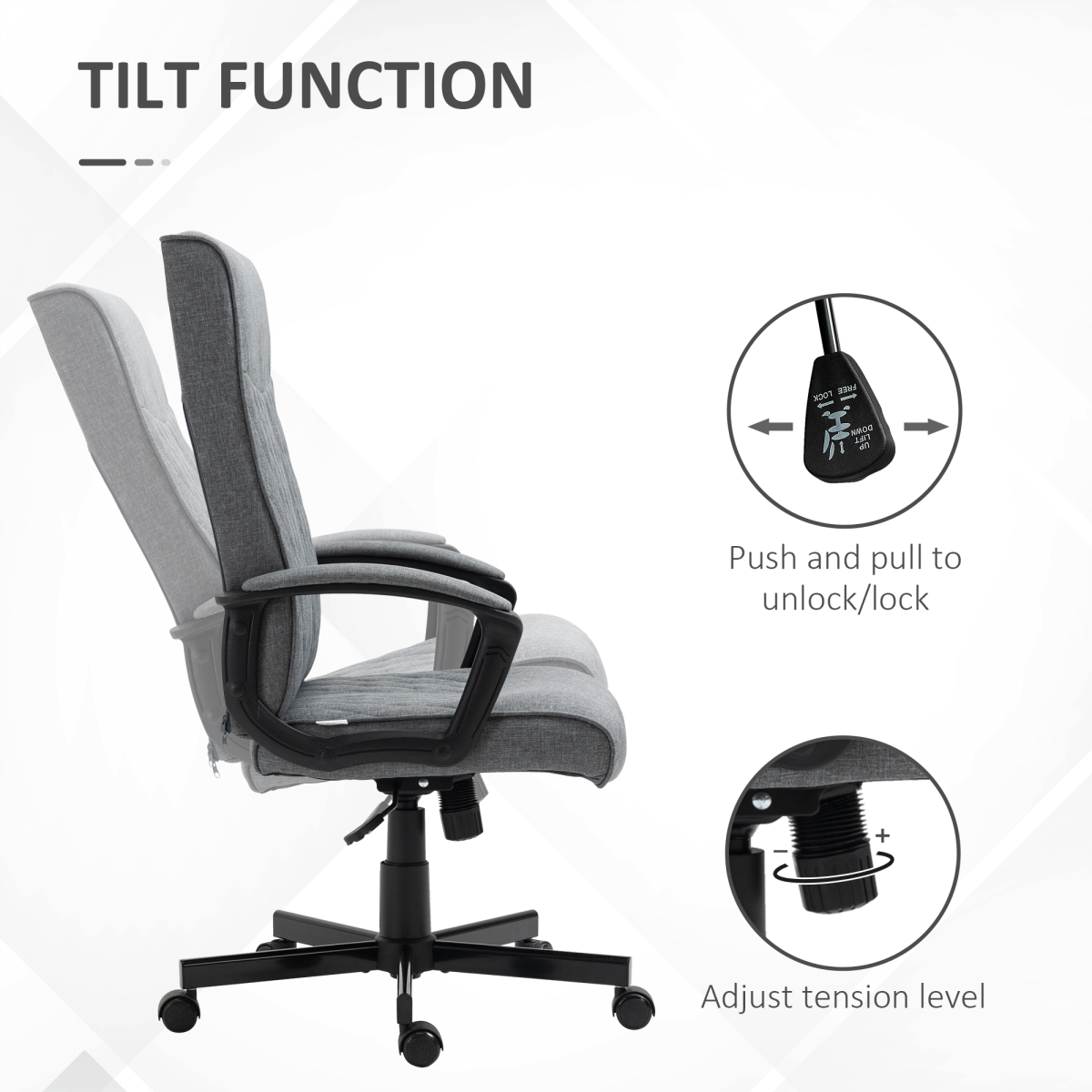 Vinsetto High-Back Ergonomic Office Chair with Adjustable Height & Swivel Wheels