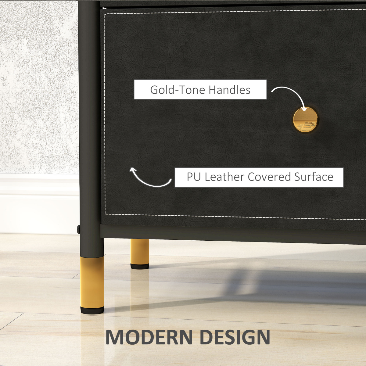 HOMCOM Chest of Drawers with 3 Drawers for Bedroom, Living Room, Black