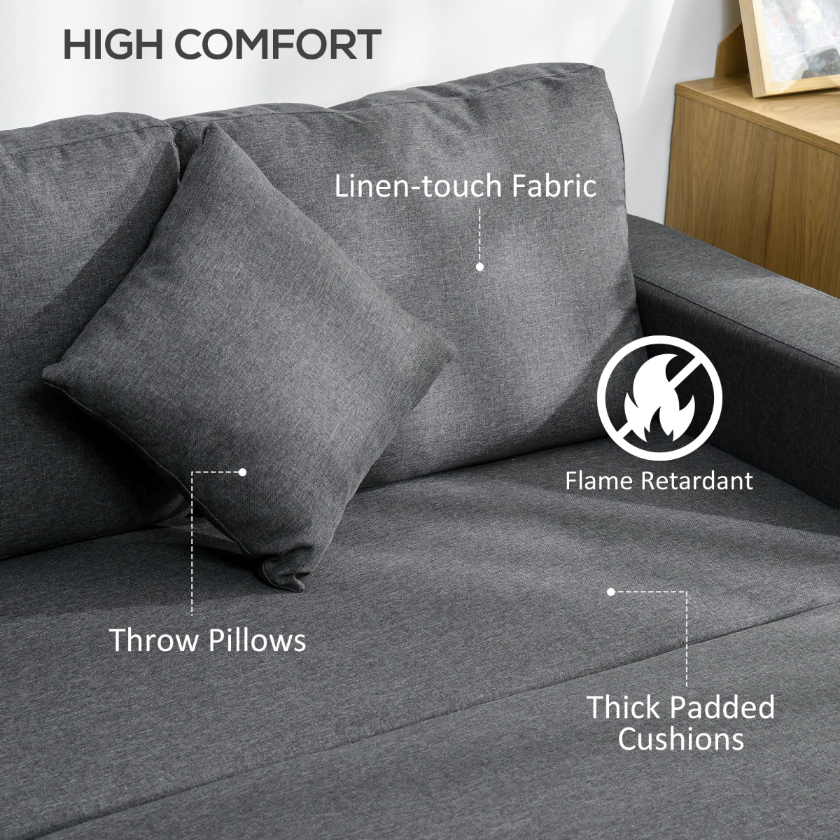 HOMCOM Corner Sofa Bed with Storage, 3 Seater Pull Out Sofa Bed, Dark Grey