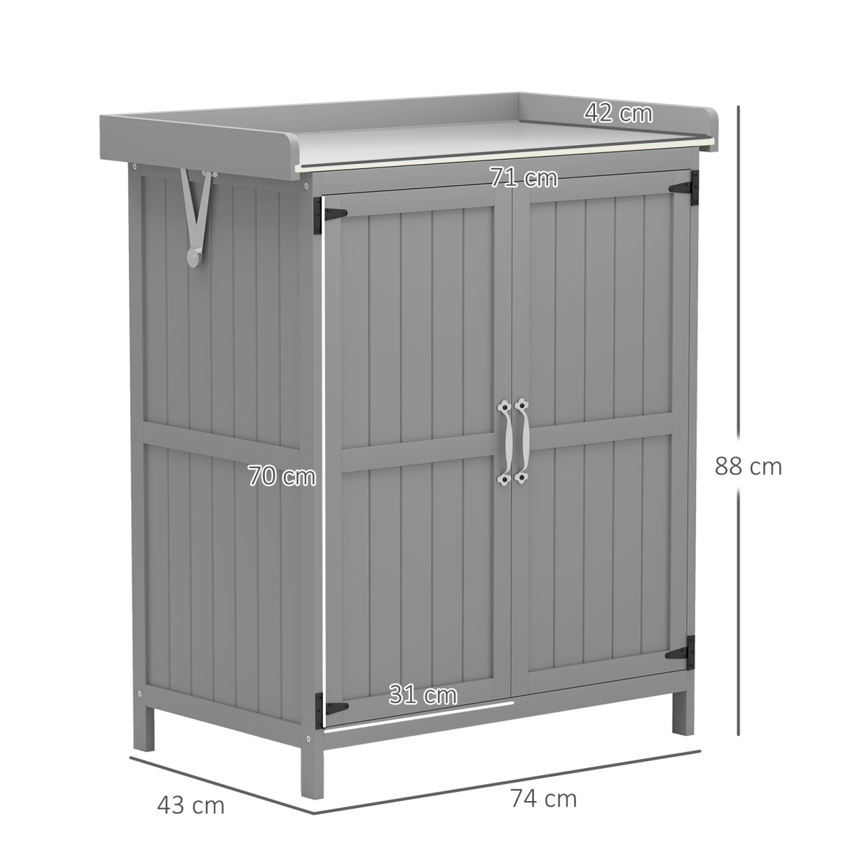 Sturdy Garden Storage Bench with Stainless Steel Top & Easy Access