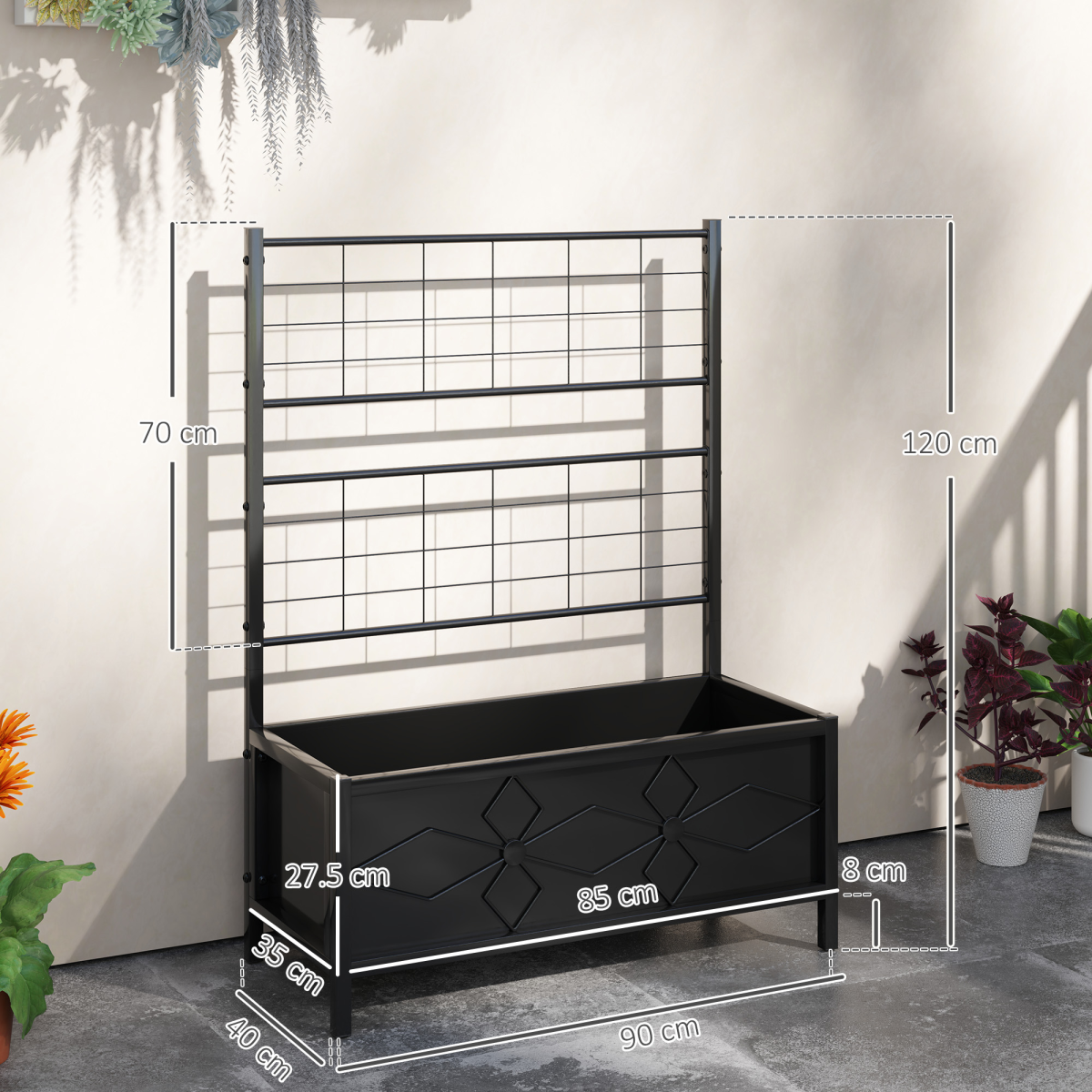 Outsunny Steel Raised Garden Bed with Trellis - Perfect for Climbing Plants!