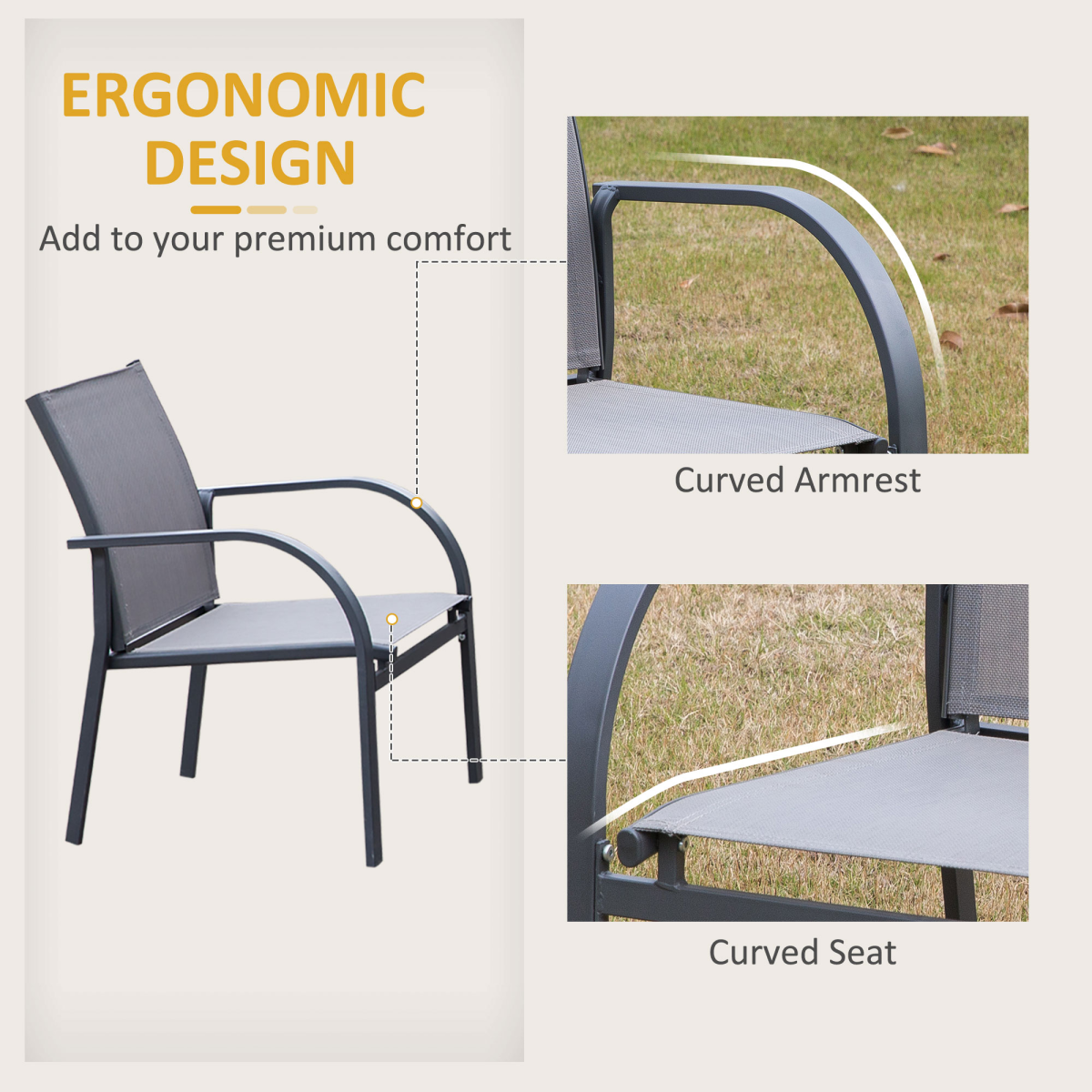 4 Pcs  Dining Set & Loveseat 2 Chairs Glass Top Table Seats Garden Grey