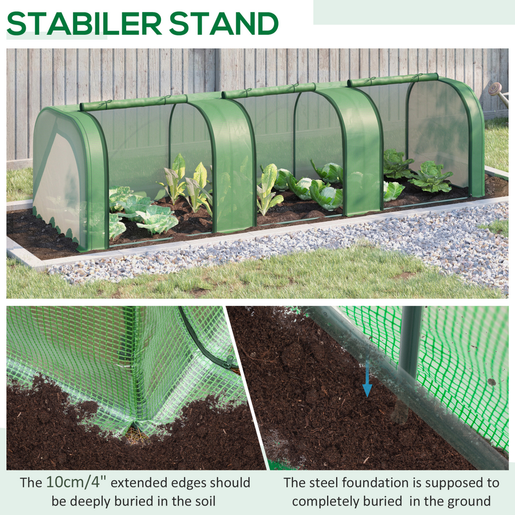 Durable Tunnel Greenhouse with Zippered Doors - Ideal for Backyard Gardens