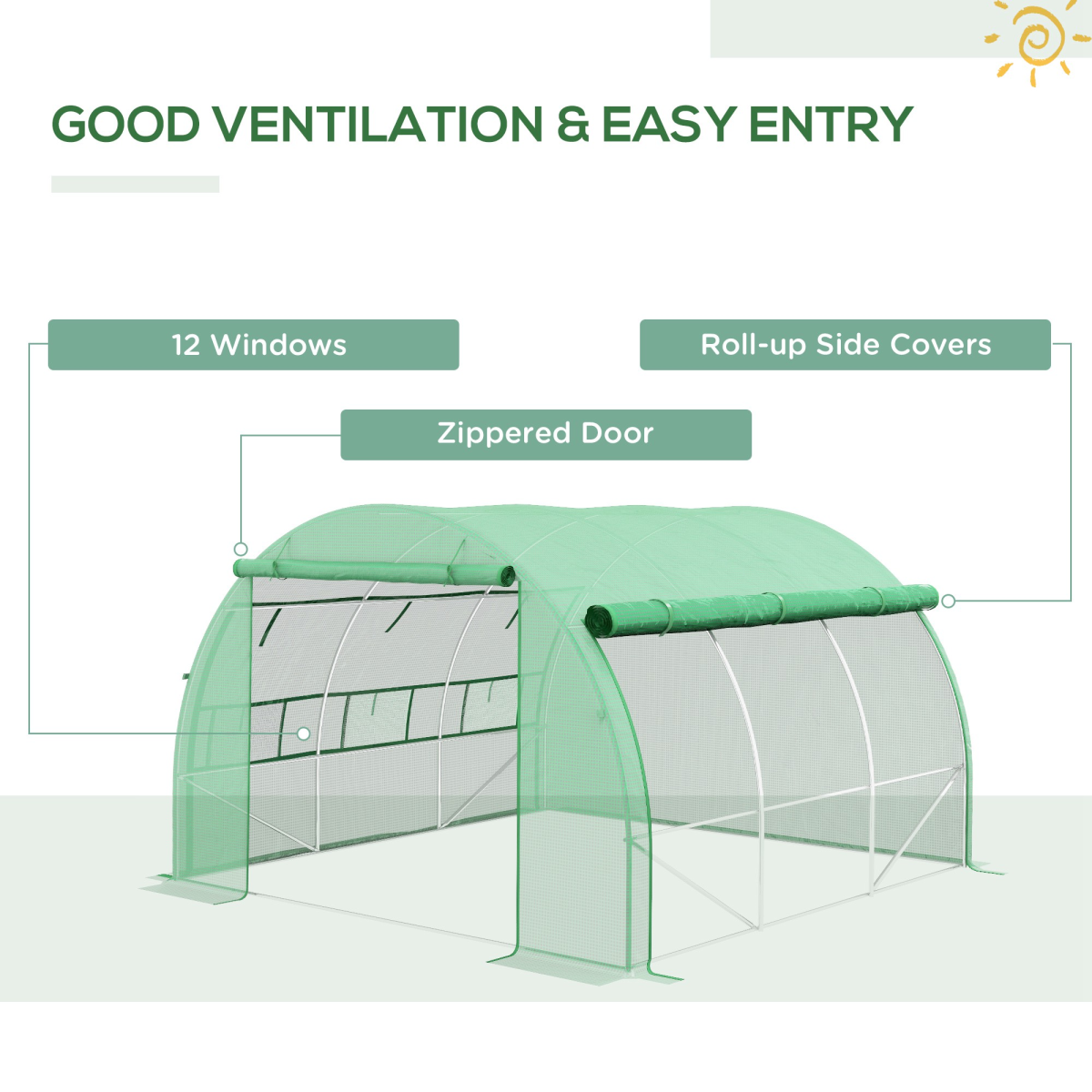 3 x 3 x 2 m Polytunnel Greenhouse Pollytunnel Tent w/ Steel Frame Green