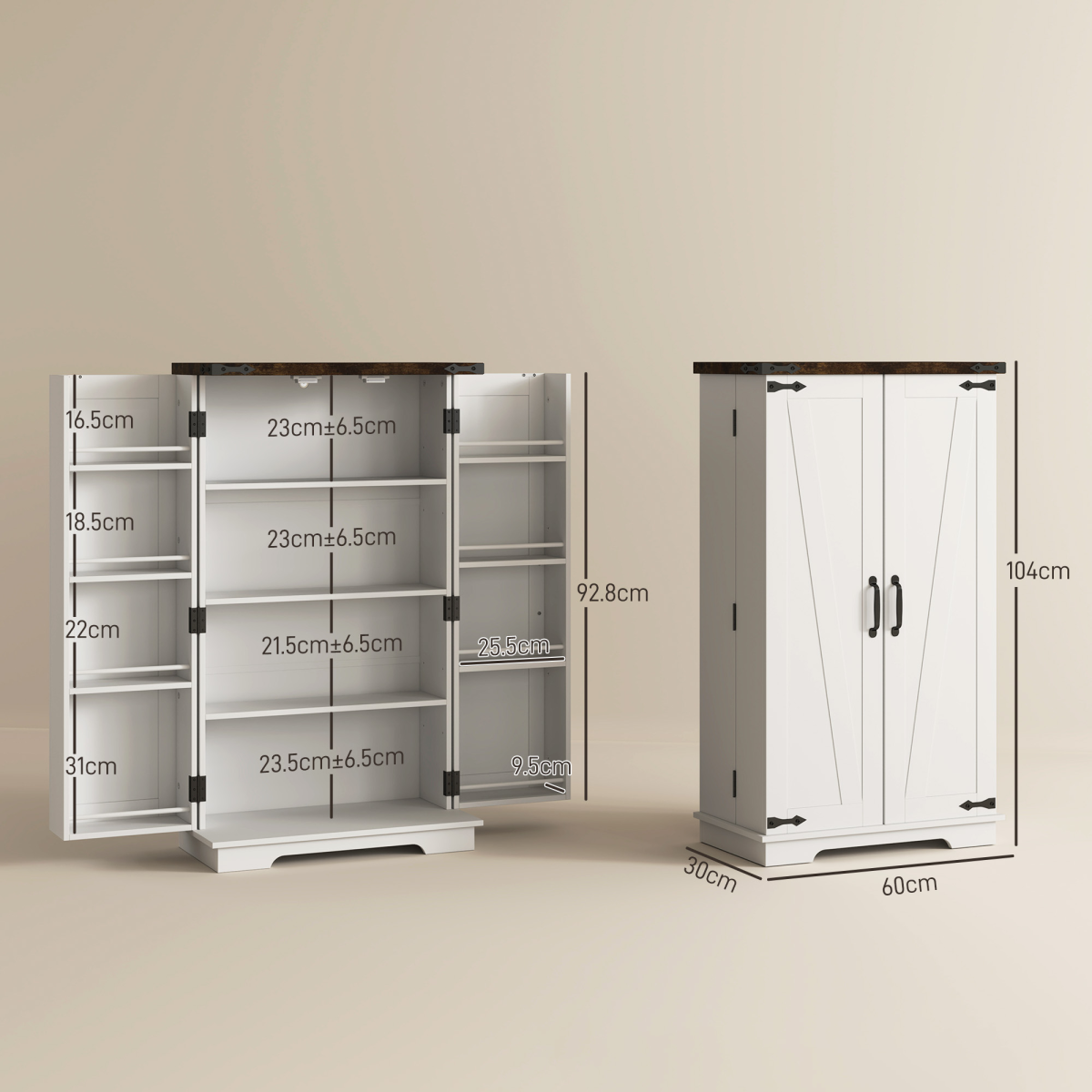Stylish Farmhouse Cabinet with Adjustable Shelves - Sturdy Storage Solution