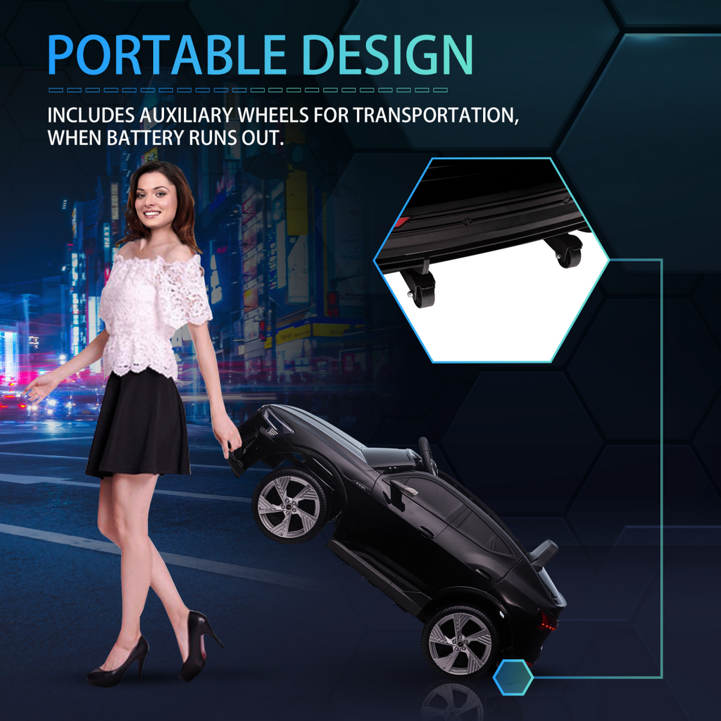 12V Kids Electric Ride-On Car/ w Remote Control, Lights, Music - Black