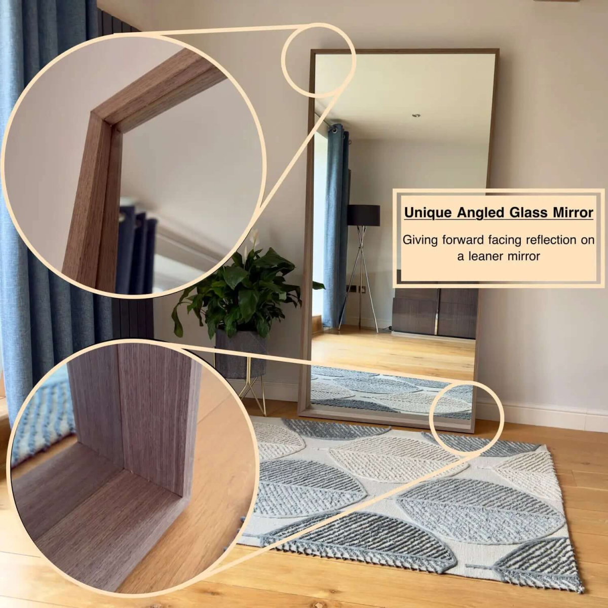 Hanaka Natural Oak Leaner Mirror - Full-Length Elegance for Every Space