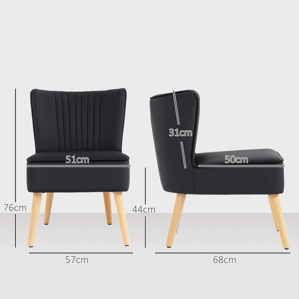 HOMCOM Velvet Accent Chair Occasional Tub Chair for Living Room, Black