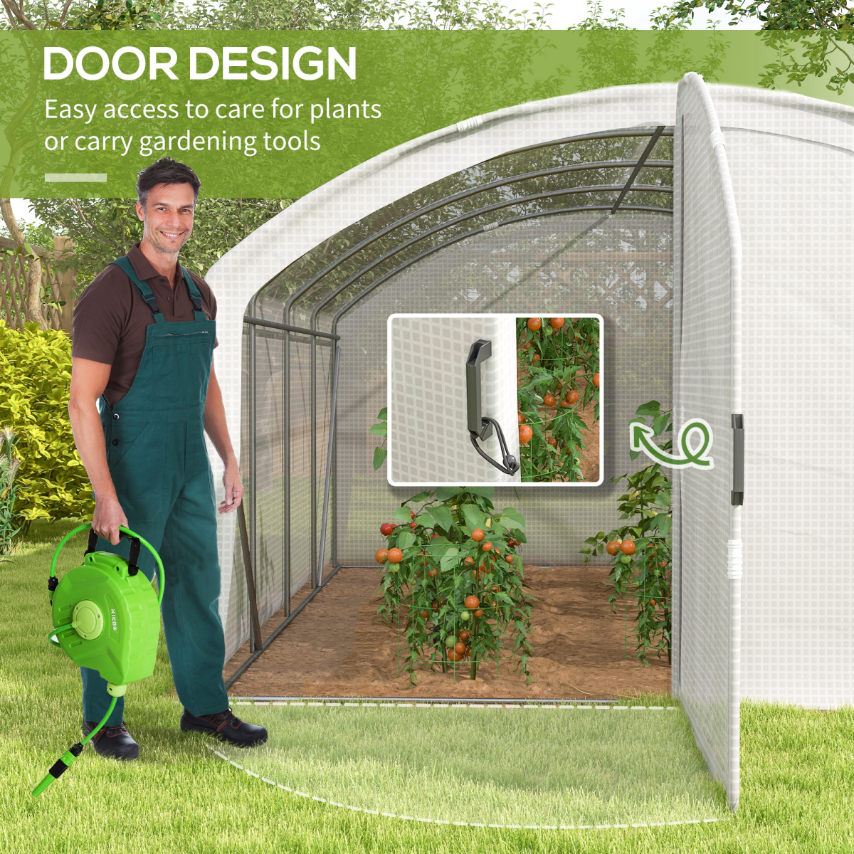 Outsunny 4 x 3 x 2m Polytunnel Greenhouse with Door, UV-resistant PE Cover