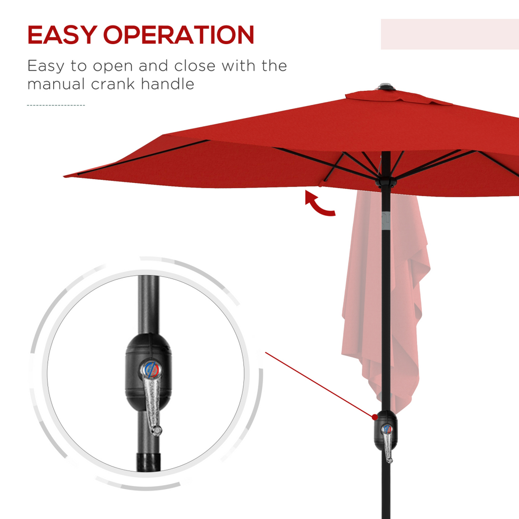 Outsunny 2 x 3(m) Garden Parasol Rectangular Market Umbrella w/ Wine Red