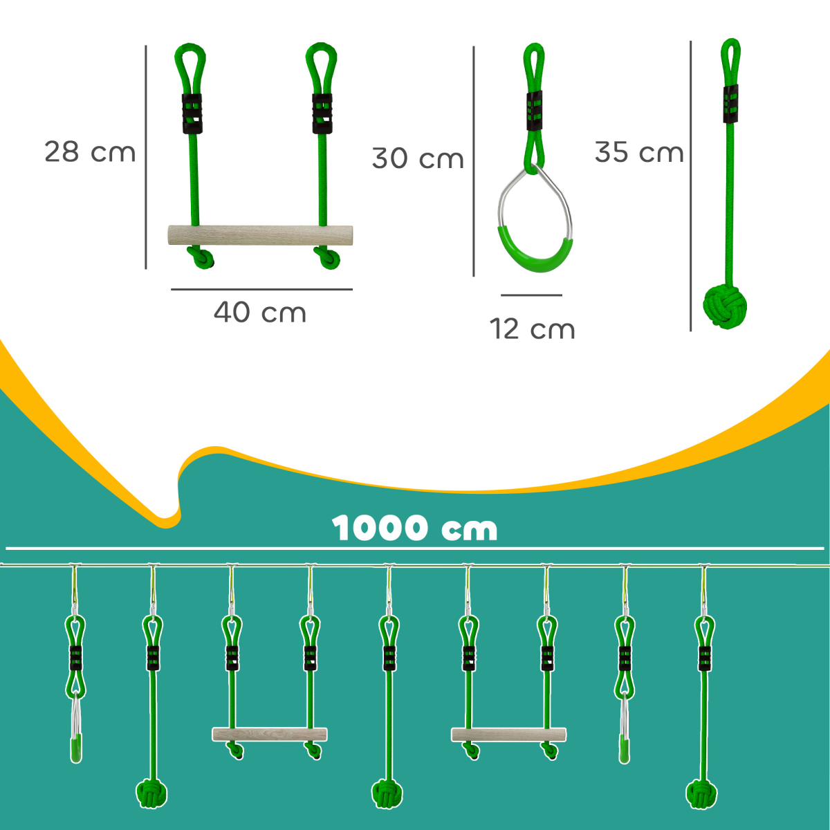 Fun Adventure Zipline Kit - Supports 50kg - Ideal for Kids' Outdoor Play
