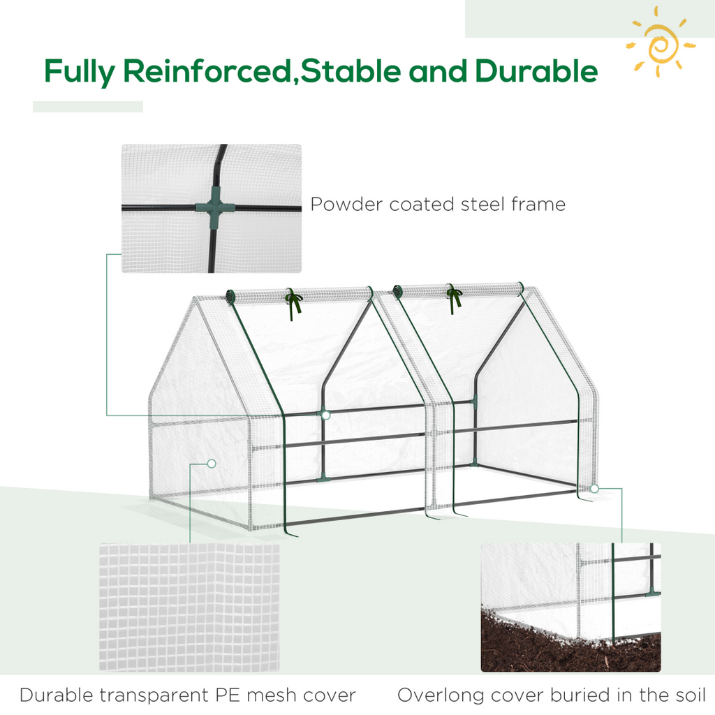 Mini Small Greenhouse Poly tunnel Steeple for Plants Vegetables White