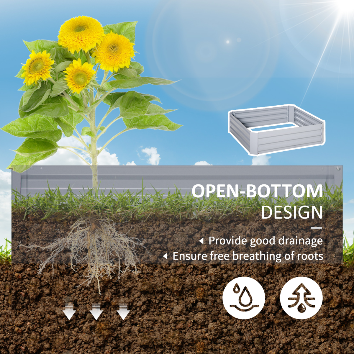 Outsunny Galvanized Steel Raised Garden Bed Set - Perfect for Vegetables & Flowers!