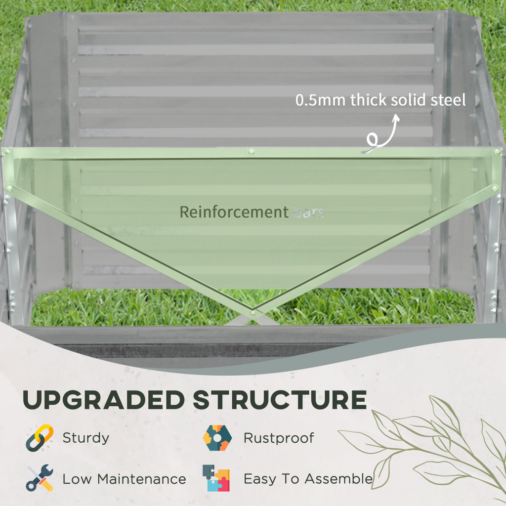 Galvanized Steel Raised Garden Beds - Durable Outdoor Planters, 180x90cm