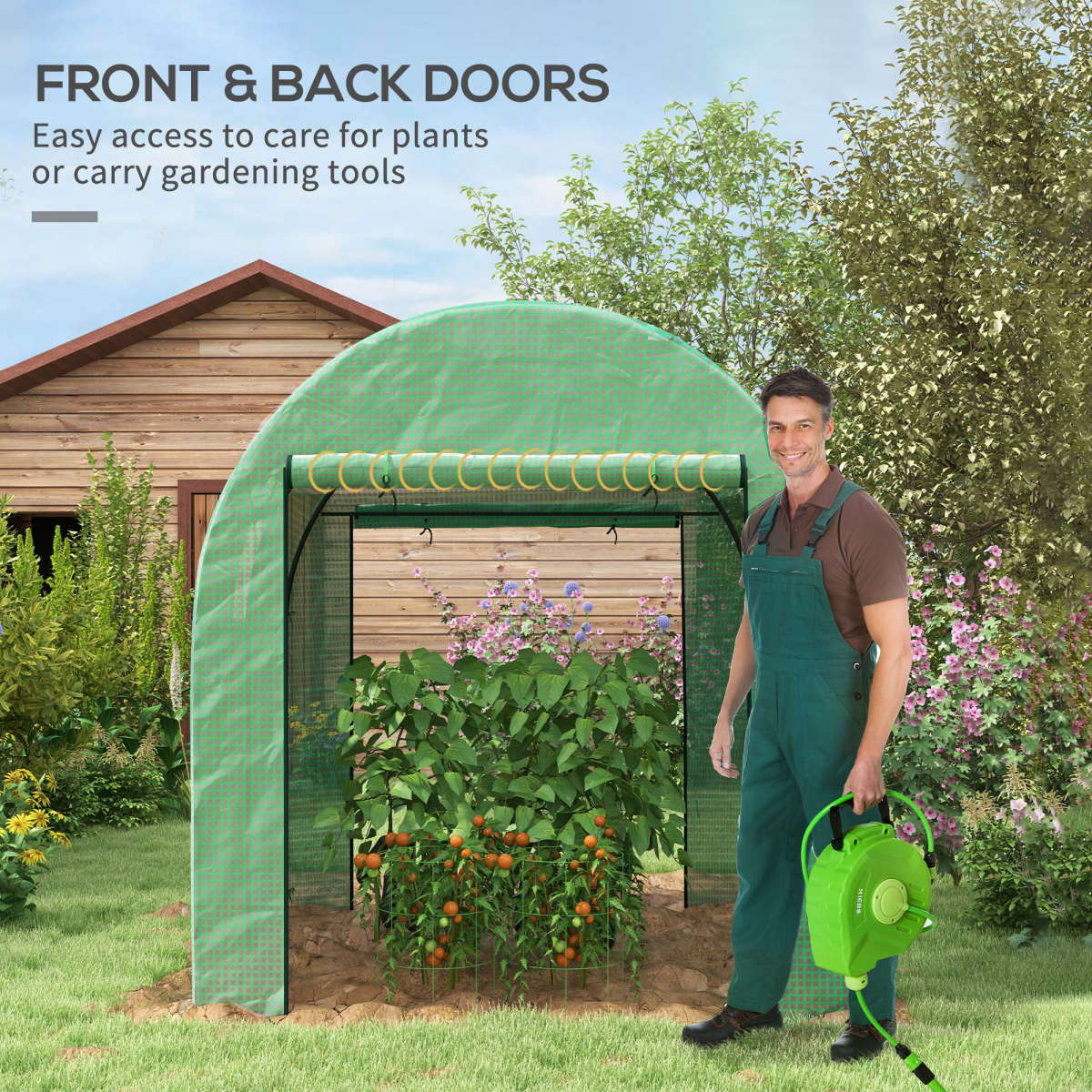 Outsunny 1.8x2m UV-Resistant Polytunnel Greenhouse with Roll-Up Doors & Windows