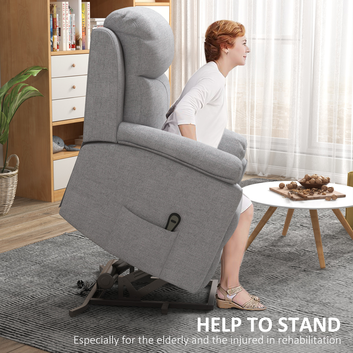 HOMCOM Power Lift Chair Electric Riser Recliner with Remote Control, Grey