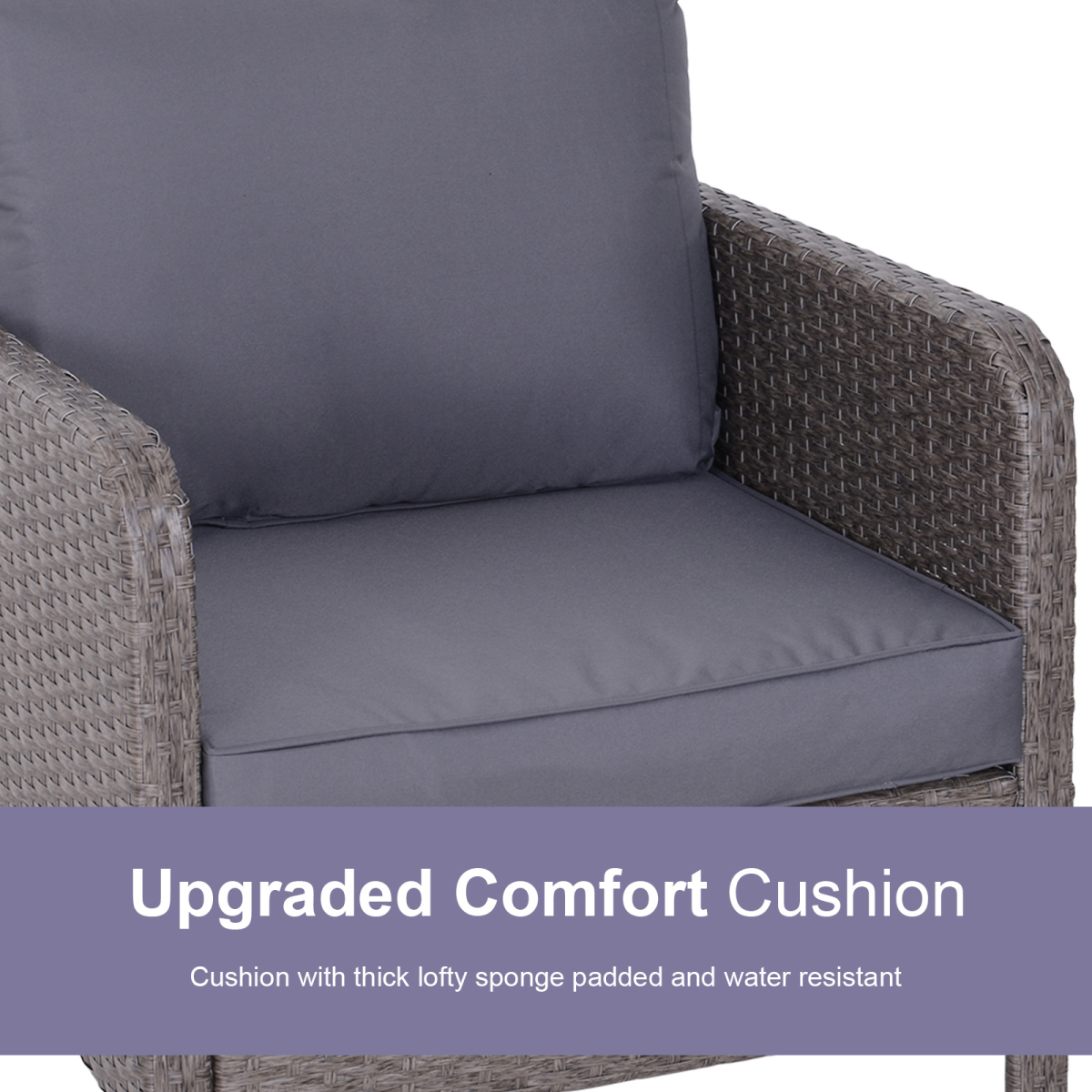 5 Pcs Rattan Furniture Set, Steel Frame-Grey